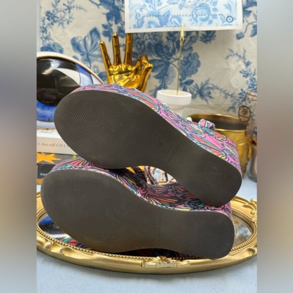 🆕 KURT GEIGER LONDON 🧿 NWOB Butterfly Wedge Heel with Ties, Sz 37 US 7 - Picture 14 of 15